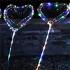 LED Flashing Bobo Balloon Love Heart Star Shape Luminous Balloons with 3M String Lights 70cm Pole for Wedding Party Decorations Toys 500 Y2