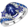 Anillo fino ovalado de cristal de lujo para hombre y mujer, anillo de compromiso de Color plateado delicado, anillos de boda de piedra de circón azul para mujer G1125