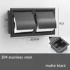 Toalettpappershållare Dubbel infälld toileissue Holder Black All Metal Contruction 304 Rostfritt stål badrumsrullning