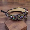 Wide Vintage Sparkly Purple And Black Crystal Bead Hairbands Big Rhinestone Wedding Tiara Crown Headbands Bride Hair Jewelry