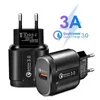USB charger Phone QC 3.0 18W quick wall charger 3A EU US UK plug travel adapter for iPhone samsung universal fast charger