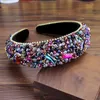 Handgjorda Boho Flower Diamante och Crystal Pärlor Bröllop Huvudband Vadderade Rhinestone Hairbands Kvinnor Lyx Barock Hår Smycken X0625