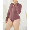 2020 브랜드의 새로운 여성 단단한 긴 소매 탑스 바디 슈트 점퍼 바디 콘 플러스 사이즈 Zippsuit Sheath Bodysuits Y0927