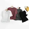 Withered Inglaterra estilo moda simples ombro almofadas sólida verão casual camiseta mulheres camisetas verano mujer 2021100% algodão tops x0628