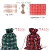 24pcs/set Christmas Advent Calendar Countdown Jute Candy Bag Drawstring Linen Bundle Pocket Diy Xmas Calendrier Gift