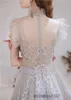 New Sexy Princess High Neck Crystal Lace A-Line Formal Evening Dresses 2021 Beading Ruffles Floor-Length Cocktail Prom Party Gowns 11