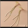 Dangle & Chandelier Arrival Long Tassel Stud For Women Girl Unique Design Creative Snake Bone Metal Gold Earrings Female Jewelry Drop Delive
