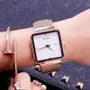 Wristwatches Fahion Guou Top Brand Large Dial Square Luxur Rose Gold Mesh Steel Ladies Casual Watches Calendar Quartz Female212S