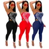 Cutubly Strapless Women'S Set Bandana Scarf Print Two Piece Set Crop Top And Pencil Pants Set Suit Women Outfits Club Tracksuit Y0625