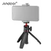 Tripods Andoer MT-08 Mini Desktop Tripod محمولة محمولة ، حامل قوس مع 1/4 بوصة حامل الهاتف RGB LED Microphone