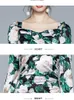 Floral print pleated satin dress Women high waist elegant long Female Autumn party sexy Mermaid 210529