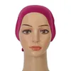 Foulard musulman en coton modal Hijabs Bonnets intérieurs Tie Back Élastique Couleur unie Bonnet Foulard