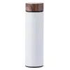 Outdoor Thermos Water Tumblers Fles 304 Roestvrijstalen Milktea Cup met Draagbare Touw Hout Graan Deksel Vacuümfles