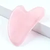 Arti e mestieri Quarzo rosa Gua sha Strumento di sollevamento sottile Giada Viso Collo Anti rughe Pietra naturale Rilassamento Massaggio della pelle Bellezza WLL1965517