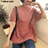 Zomer Herfst Vrouwen 6 Kleuren T-shirt Casual Korte Mouw losse Bottoming Solid Losse Vrouwelijke Basic Dikke Tops Shirt 210608