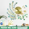 Wall Clocks Wide Large 3D Gold Diamond Peacock Clock Metal Watch For Home Living Room Decor DIY Crafts Ornaments Gift 65x65cm