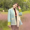 الملابس العرقية التقليدية الآسيوية تانغ البدلة نمط خمر زي طويلة الأكمام القطن التبت أعلى النساء الشتاء الشرقية الزي الأنيق