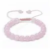 Howlite Amethyst Tiger Olho Rosa Rosa Pedra Natural Pedra Pulseira Trança Corda Pulseiras Ajustáveis ​​Para As Mulheres Homens Moda Jóias