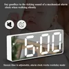 LED Mirror Acrylic Screen Alarm Clock Creative Digital Clocks Voice Control Snooze Time Date Temperature Display Rectangle/Round Style