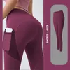 Yoga Outfit Donna High Wais Tasca laterale Leggings Push Up senza soluzione di continuità Hip Ladies Sollevamento Palestra Fitness Allenamento Esercizio Pantaloni elastici 2021