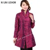 Discount Pink Female Silk Polyester Outwear Chinese Traditional Tang Suit Middle-Aged Mother Long Coat Size S To XXXL Women's Jackets
