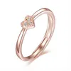 Anelli di fidanzamento in argento aperto regolabile con dita a fascia con cuore in oro rosa con diamanti per gioielli di moda da donna Will e Sandy