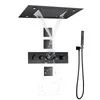 Oil Rubbed Bronze Thermostatic Rain Shower Faucet System 14 X 20 Inch LED Waterfall Rainfall Bathroom Mixer Set Body Sprayer Jet All Functions Can Work Together