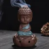 Бесплатный DHL Little Monk Monk Болезнь декоративные подарки Керамический фиолетовый песок Будда Begense Burner для домашнего декора Искусства и ремесел