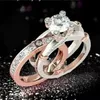 Уважаемые кольца роскошные белые хрусталь для женщин классический серебряный цвет