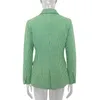 Mode Slim pied-de-poule vert Blazers femmes élégant cranté printemps vestes femmes bureau dame Double boutonnage costumes dames X0721