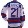 1980 Mucize Buz Takımı ABD 30 Jim Craig Jersey 17 Jack O'Callahan 21 Mike Eruzione Mavi Beyaz Dikişli Hokey Formaları