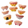 Halloween Funny Tricky Toys Dentures Party Supplies False Tooth Full Set of Ten Cosplay Zombie Front Teeth Buckles XD24741