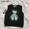 Cartoon Cute Women Vest Knitted O Neck Fashion Girls Tank Tops Spring Summer Harajuku Outwear Drop 210601