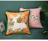 Luxury designer pillow case classic Animal flower pattern printing tassel cushion cover 45*45cm or 35*55cm for new home decoration and festi