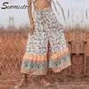 SURMIITRO été mode longue Boho jupe femmes noix de cajou imprimé fleuri en mousseline de soie taille haute Maxi a-ligne jupe fendue femme 210712