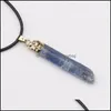 Pendentif Pendentifs BijouxPendentif Colliers 1Pc Pendum Guérison Minéral Naturel Bleu Kyanite Quartz Collier Véritable Pierre Vert Cristal Ras Du Cou