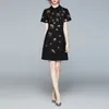 Trend Boutique Sequines платье с коротким рукавом кукла воротник летние женские платья высококачественные моды леди платья темпераментное платье девушки