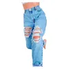 High Street Women Jeans Casual Straight Ben Waist Loose Fitting Ripped Holes Tunna Ladies Denim Trousers 210922