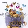 StoBag 50 Stück Happy Birthday Kuchendekoration Plugin/Kartenfarbe Hochzeit Babyparty Feiern Herz/Stern/Krone Kuchen Zahnstocher 210602