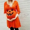 Maternity Dresses Halloween Devil Print Kvinnor Mode Casual Höst Vinter Mamma Graviditet Kostymer Kläder 118 H1