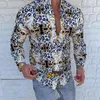 Luxury Royal Shirt Men de manga longa Manga de outono Casual camisas de botão principal Faça férias de férias Floral Prind Business Blouse Slim Tops Shipp grátis