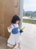 Roupa de menina conjunto de manga comprida vestido de manga e jeans na parte superior da marca crianças cair roupas de outono Atacado garoto jeans roupas 210715