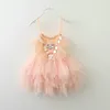 Girls Summer Dress Feather Sequins Flower Girl Ballet Children Princess Party Kid Clothes EY001 210610