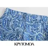 KPYTOMOA Dames Chique Mode Voorzakken Paisley Print Shorts Vintage Hoge Taille Side Zipper Vrouwelijke Korte Broek Mujer 210611