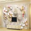 Custom Photo Wallpaper 3D Mural Stereo Magnolia Blossom Marble TV Wall Background Wall paper 3d papel de parede