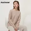 Aachoae O Hals Cashmere Pullover Trui Vrouwen Batwing Lange Mouw Losse Zachte Wol Sweaters Gebreide Jumpers Casual Tops 211018