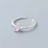 Pink Crystal Planet Open Adjustable Sterling Silver 925 Ring for Women Fashion Starry Sky Original Fine Jewelry 210707