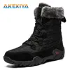 Bottes hiver hommes chaussures fourrure chaude neige qualité cuir extérieur antidérapant mâle baskets marque randonnée