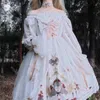 Giapponese JKS Dres Bow a maniche lunghe Lolita Soft Girl Kawaii stampato Anime di ruolo elegante costume gotico 210604