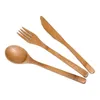 200splats 3 st / set återanvändbar bambu bestick bärbara bestick set knivar gaffel sked resa läger dinnerware set matlagning kök verktyg